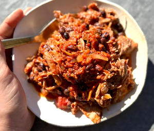 BBQ Pulled Pork with Black Beans (2 serves) 500g ORGANIC - Good Farm