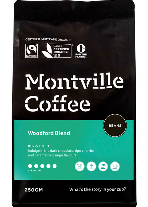 Coffee BEANS Woodford Blend Organic 250g - Montville Coffee