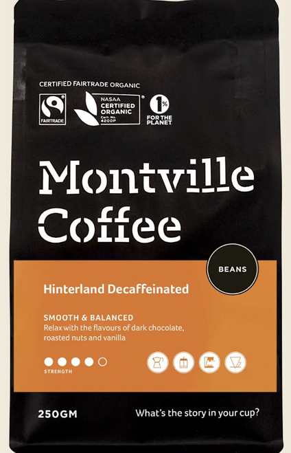 Coffee DECAF BEANS Hinterland Blend Organic 250g - Montville Coffee