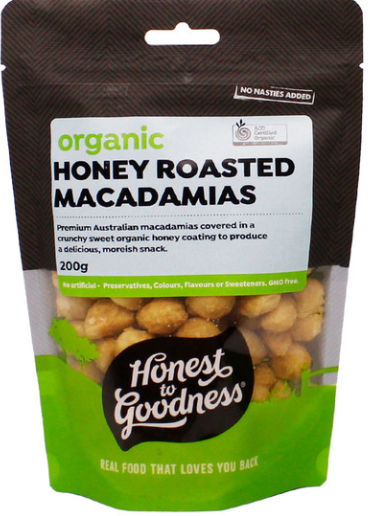 Macadamias Honey Roasted Organic 200g - Honest to Goodness