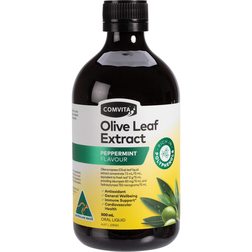 Olive Leaf Extract PEPPERMINT Flavour 500ml - Comvita