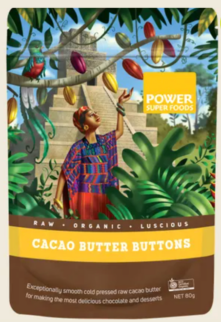 Cacao Butter Raw BUTTONS Organic 80g - Power Super Foods