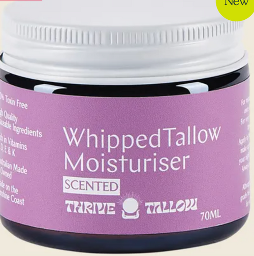 Tallow Balm WHIPPED Moisturiser Ylang Ylang Vanilla Grass Fed/Org Ingrds 70ml - Thrive