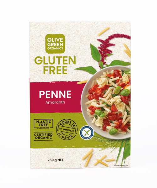 Amaranth & Rice GF PENNE Organic 300g - Olive Green Organics