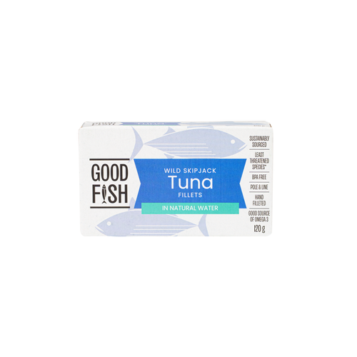 Skipjack TUNA Line Wild Caught in BRINE 120g Tin - Good Fish