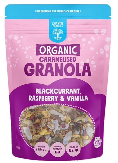 Granola - Blackcurrant, Raspberry & Vanilla Organic 350g Bag - Chantal Organics