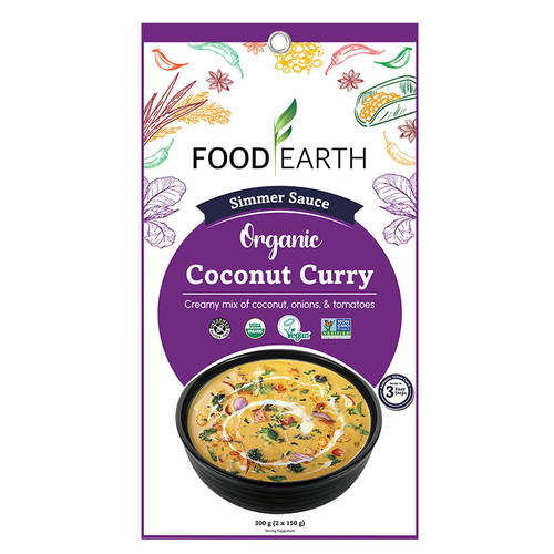 COCONUT CURRY Simmer Sauce Organic (2 x 150g) 300g - Food Earth