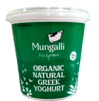 Natural Greek Yoghurt Lactose Free Biodynamic Organic 800g- Mungalli