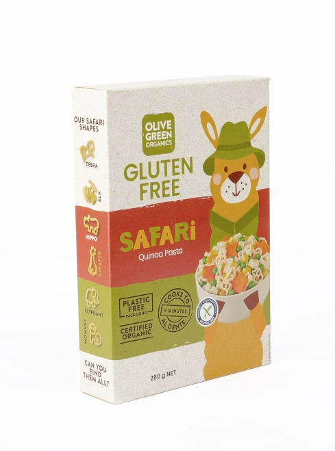 ANIMALS Quinoa & Rice GF Pasta Shapes Organic 250g - Olive Green Organics