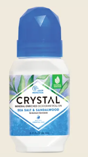 Sea Salt &  Sandalwood Mineral Deodorant Roll On 66ml  - Crystal