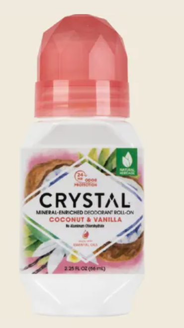 Coconut & Vanilla Mineral Deodorant Roll On 66ml  - Crystal