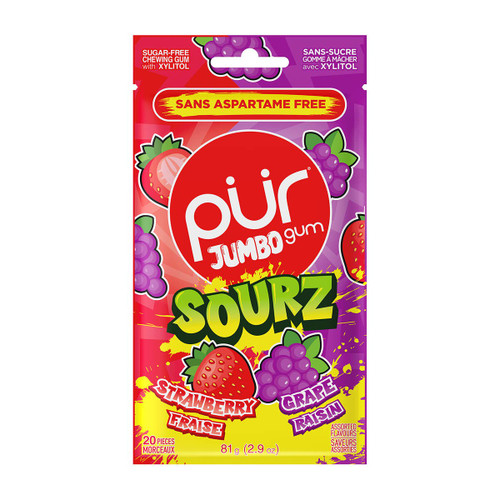 Strawberry Grape Jumbo SOURZ Chewing Gum BAG 81g BAG - PUR