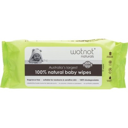 Baby Wipes Alcohol Free 100% Biodegradable 70 Wipes - Wotnot
