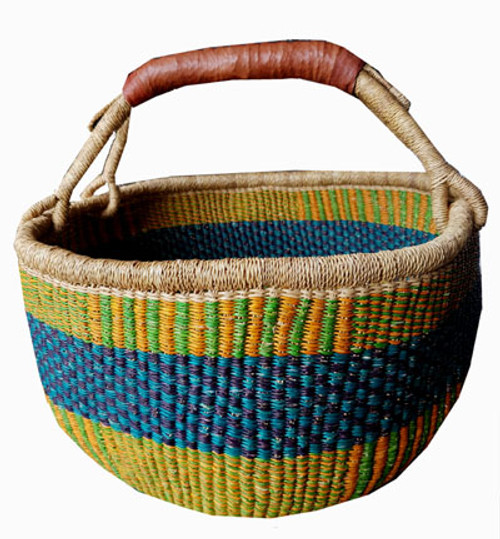 African Basket - LARGE ROUND | 1 handle | Coloured