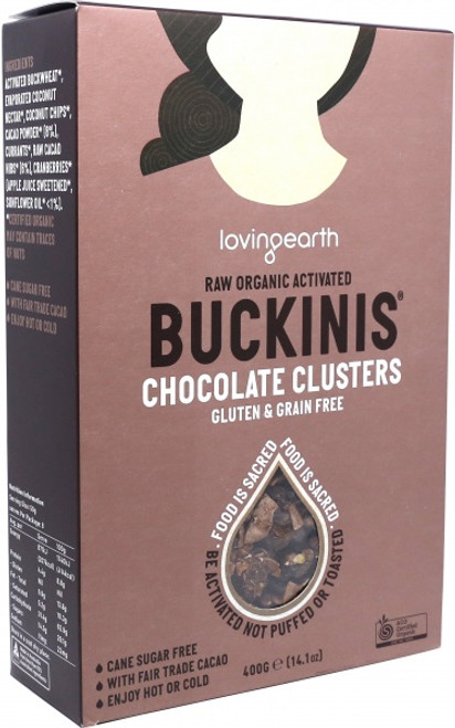 Buckinis Chocolate Clusters Raw Organic 400g - Loving Earth