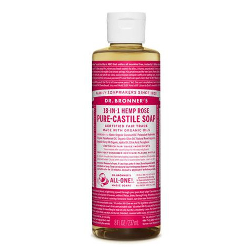 Rose Pure Castile Hemp Soap 237ml - Dr Bronner