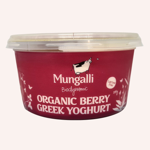 Berry Greek Yoghurt Organic Lactose Free 375g- Mungalli