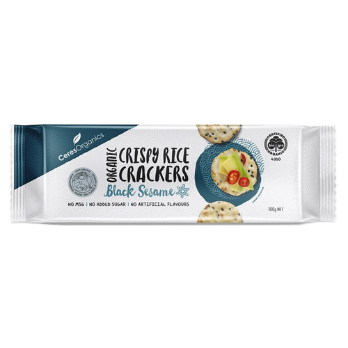 Rice Crackers Black Sesame Organic 100g - Ceres Organics