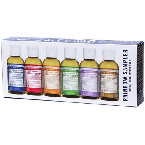Rainbow Pure Castile Hemp Soap Pk6 x 59ml - Dr Bronner