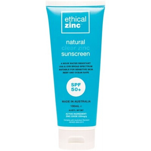 Sunscreen Natural Clear Zinc SPF 50+ 100ml - Ethical Zinc