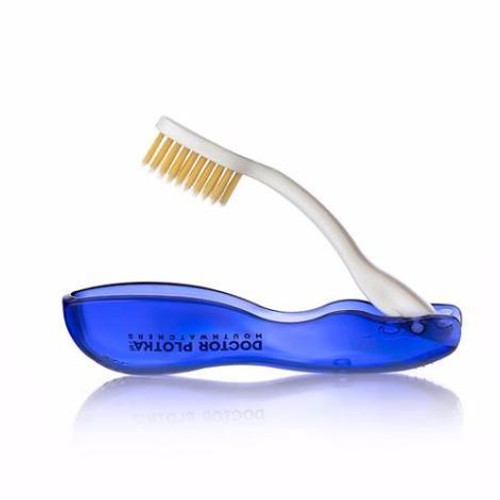 Toothbrush TRAVEL Silver Antibacterial Adult Soft Blue - Mouthwatchers