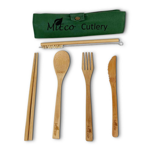 Bamboo Cutlery Set 6 items in Pouch - MiEco