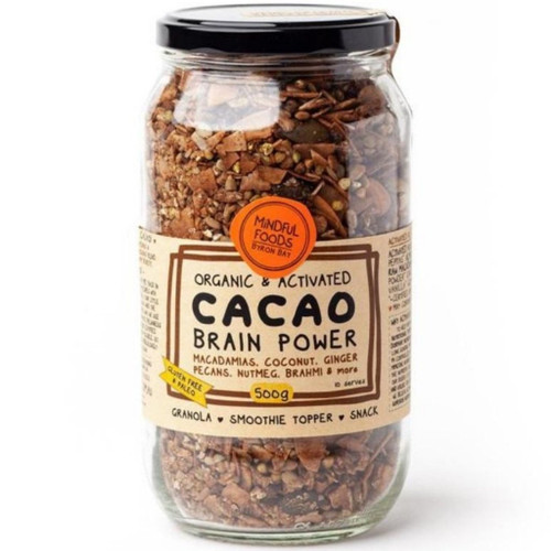 Granola  - Cacao Brain Power - Activated Raw Organic 450g Jar - Mindful Foods