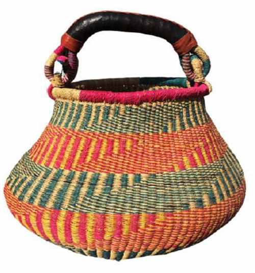 African Basket - Pot Basket MINI | 1 Handle | Coloured