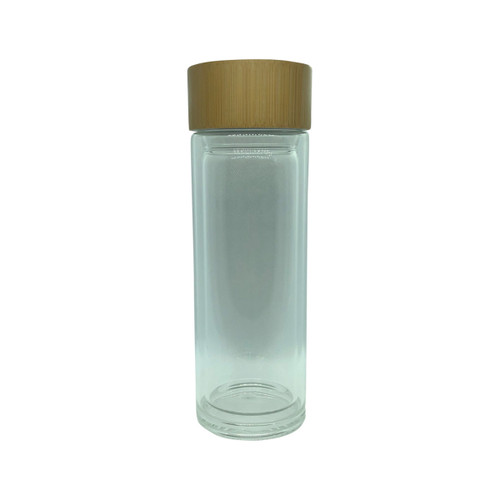 Double Walled Clear Glass Flask 350ml - Nutra Organics