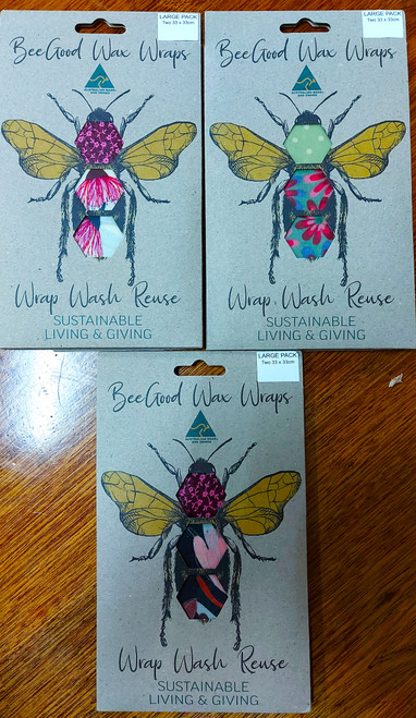 Beeswax Wraps Large 33cm x 33cm 2pce - Bee Good Wax Wraps