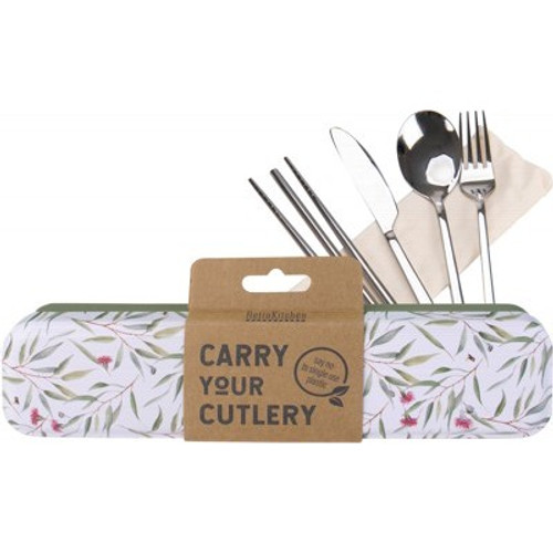 Carry Your Cutlery Stainless Steel Cutlery 8 pce Set Eucalyptus - RetroKitchen