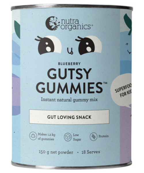 Gutsy Gummies Blueberry (Gut Loving Snack) Powder 150g Canister - Nutra Organics