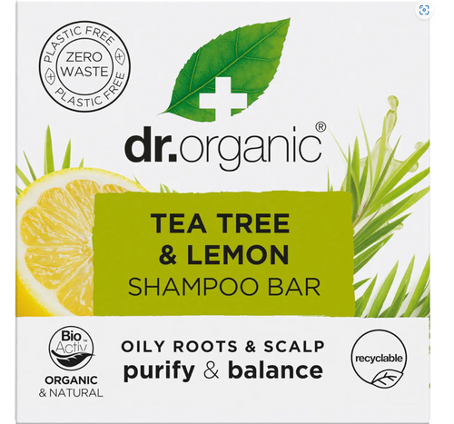 Tea Tree & Lemon Shampoo Bar - Oily roots & Scalp Organic 75g - Dr Organic