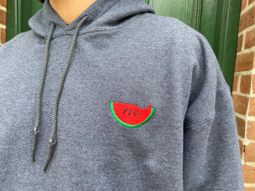 Embroidered Keep Biting Hoody - Dark Grey - WATERMELONISM