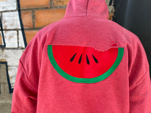 Embroidered Keep Biting Hoody - Raspberry - WATERMELONISM