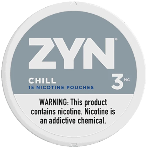 ZYN Chill nicotine pouches 3 mg can from our roll of 5