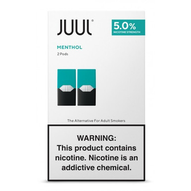 JUUL Menthol pods carton holding 0.7 mL menthol cartridges in 5% or 3% nicotine