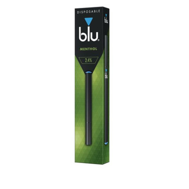 blu Menthol disposable vape, 2.4% nicotine pen with 1 mL of menthol e-liquid