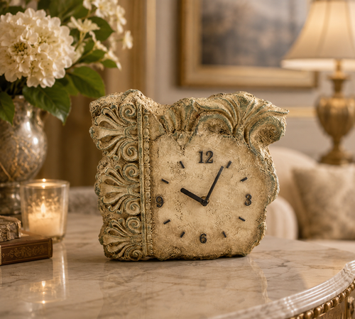 Greek / Roman Stone Look Architectural Clock 