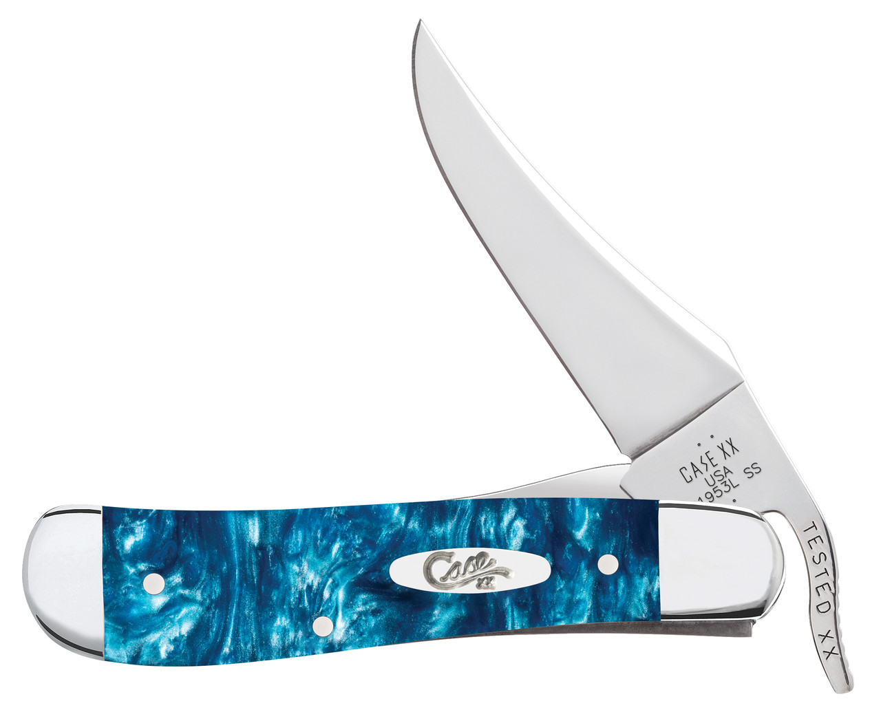 Case XX Teal Swirl Kirinite RussLock Folding Knife CA12292