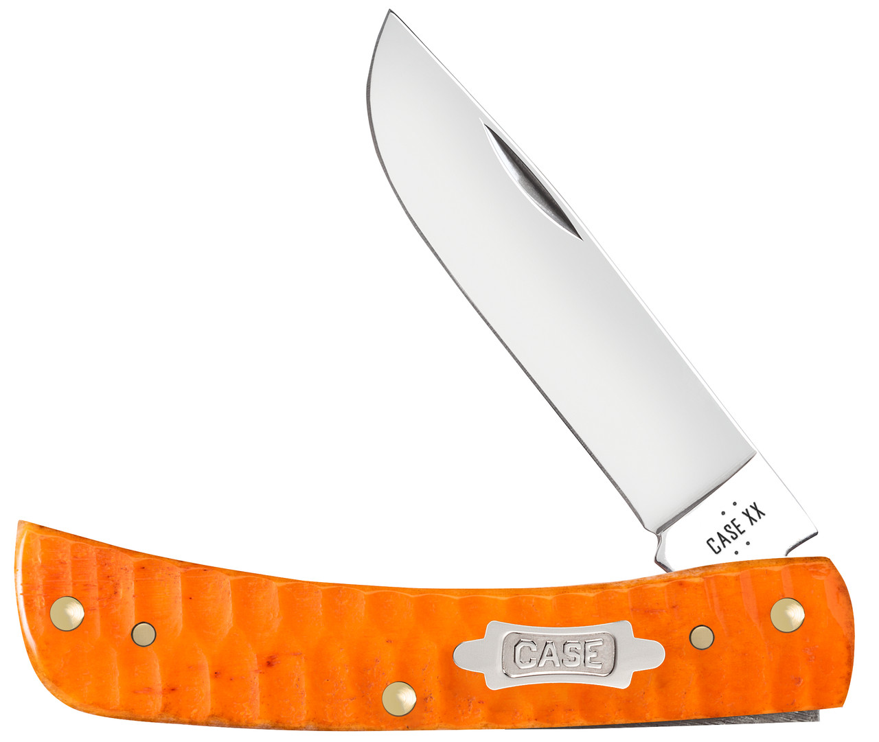Case XX Carbon Steel Persimmon Orange Gator Jigged Bone Sod Buster