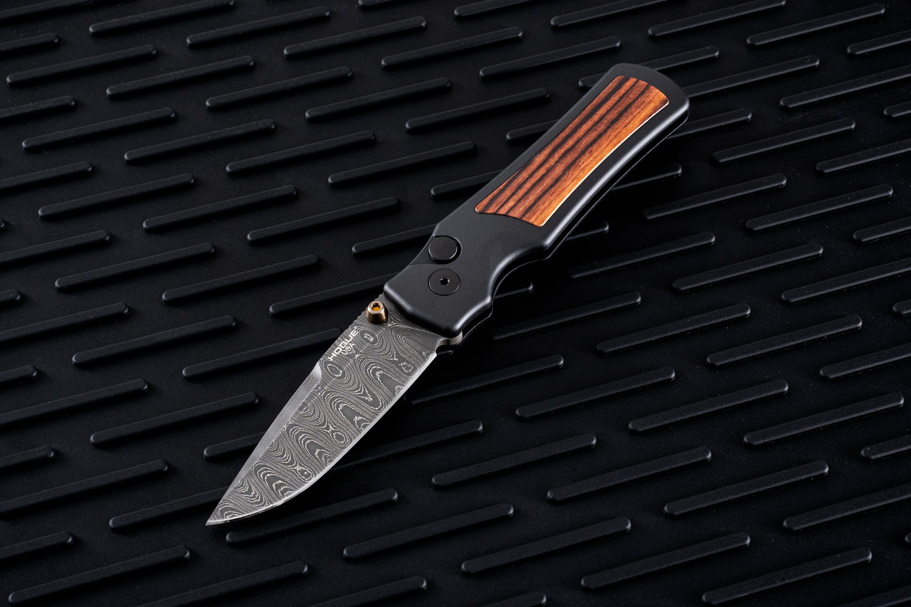 Hogue Saxum 2.8in Button Lock Folder Damascus-AL Frame Matte Blk Kingwood Insert HG24690-LIM