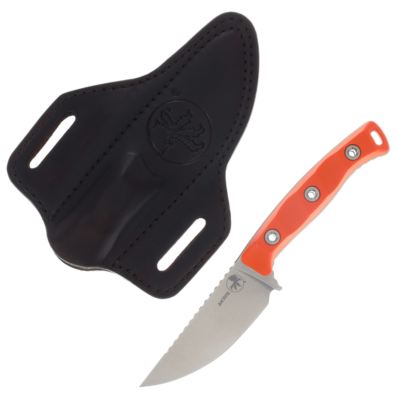 Microtech Akris Fixed Blade STNWSH Standard G-10 Ember Drk Chocolate Sheath MT9510EM1