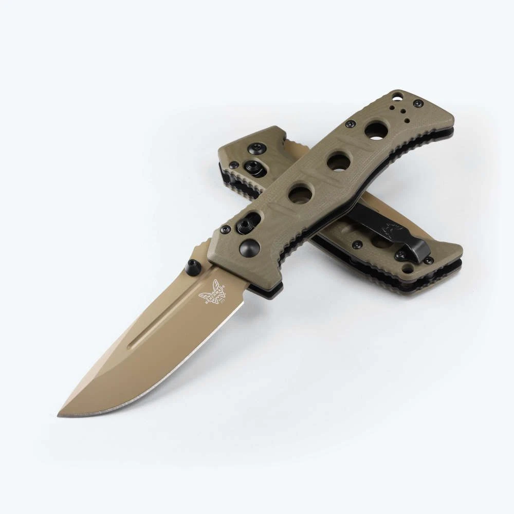 Benchmade Mini Adamas AXIS Lock Folding Knife FDE Drop Point Magnacut/OD Green G-10 BM273FE-05