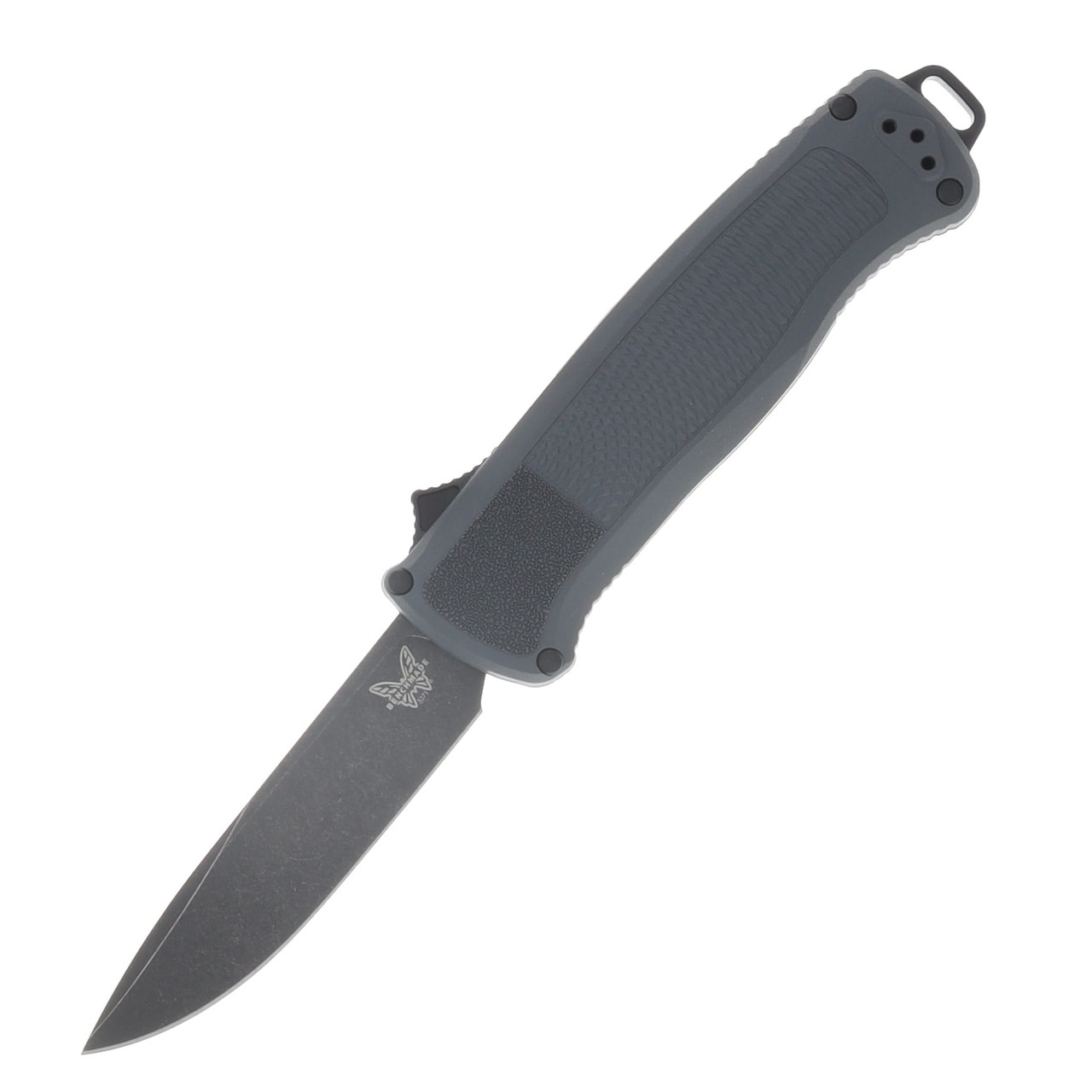 Benchmade Shootout OTF Automatic Knife Black DLC S30V Drop Point/Gray Grivory AUBM5371BK-05