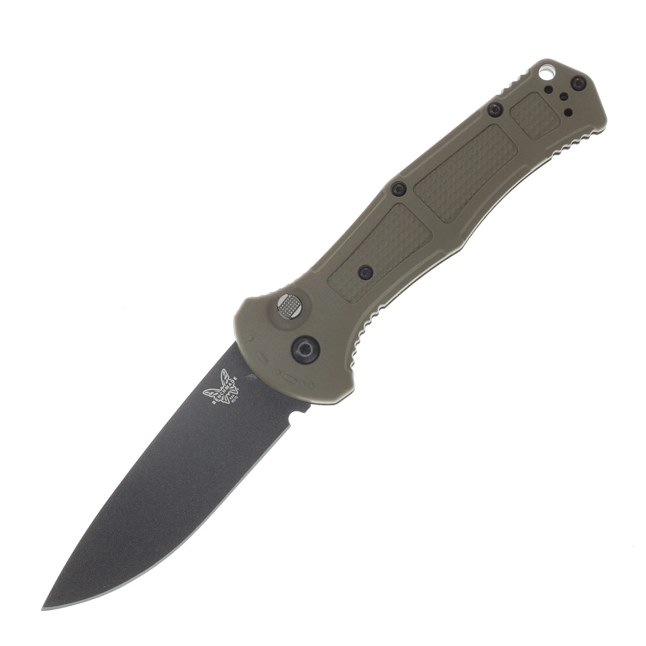 Benchmade Claymore Automatic Knife Black Cerakote Drop Point/Green Grivory AUBM9070BK-03