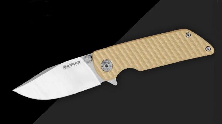 Boker Sherman EDC G10 Coyote Frame Lock Folding Knife Magnacut Blade