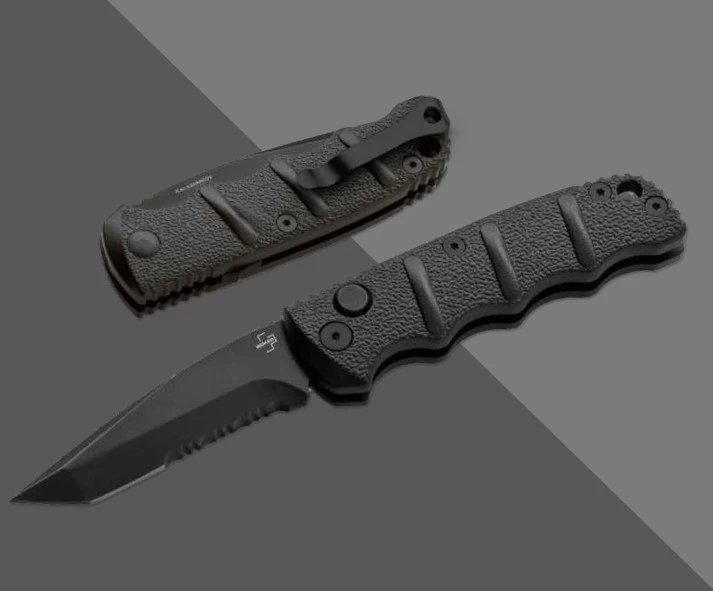 Boker Plus KALS Mini All Black Tanto Serrated OTS Auto D2 Bld Aluminum Handle AUBK01BP0150