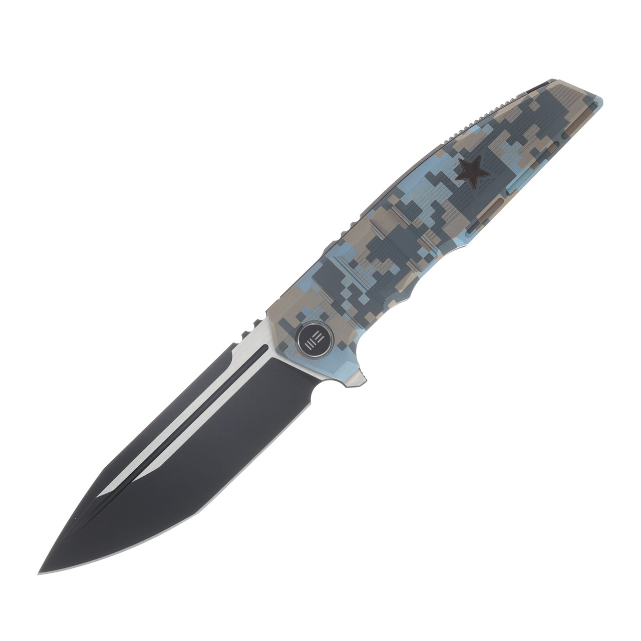 WE Knife Co Marine Breach Folder Pixel Pattern TI Handle Blk STNWSH M390 Blade WE25077-3