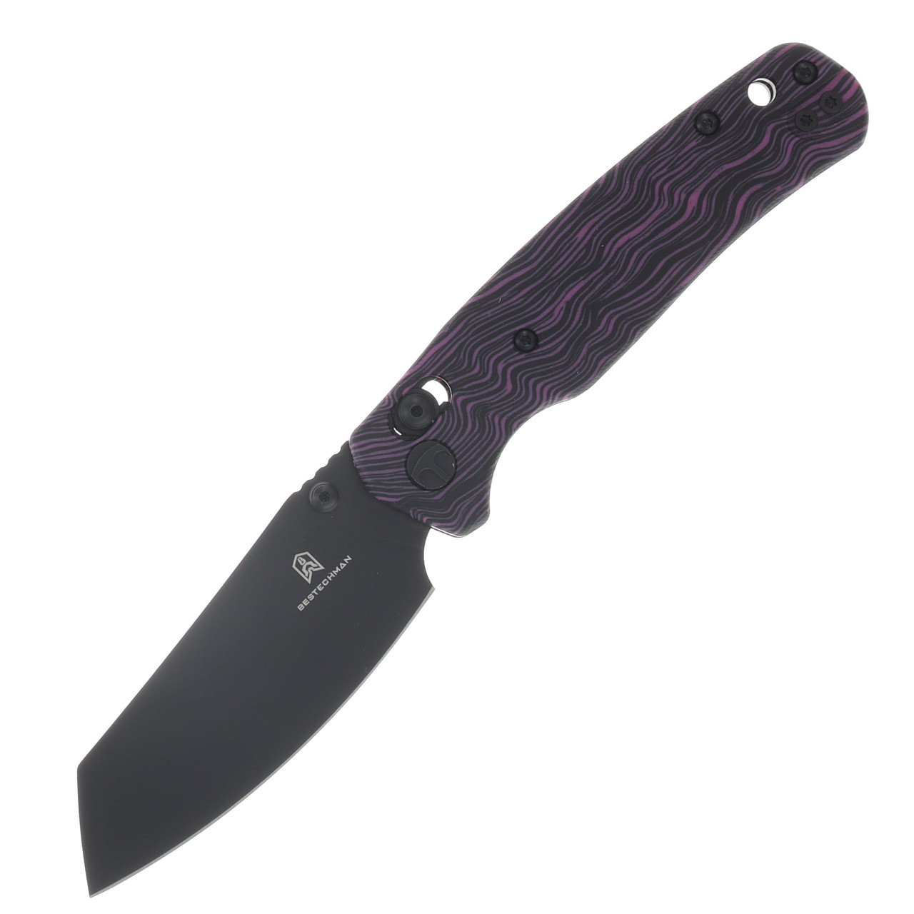Bestechman Cicadas Wing B-Lock Reverse Tanto Knife | Black Purple G-10 BMK06-T-1